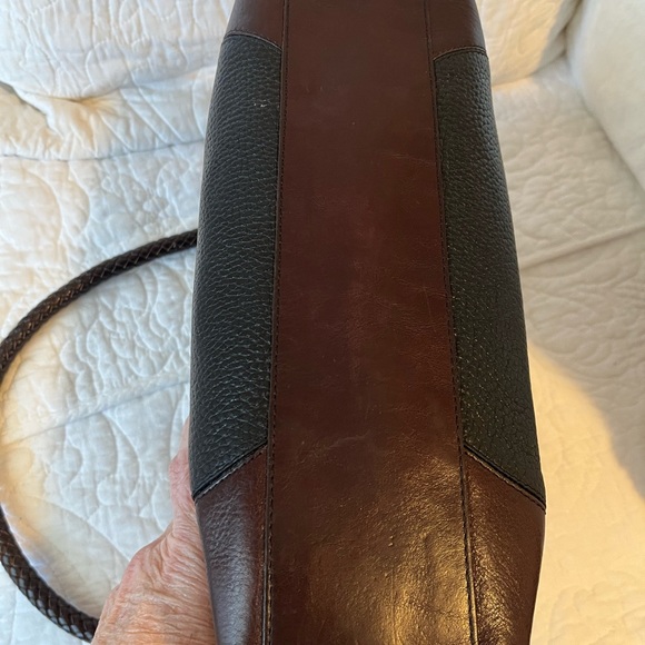 Brighton Vintage Black & Brown Pebbled Leather Women's Shoulder Bag and scarf - Picture 9 of 10